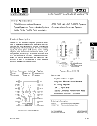 RF2422PCBA datasheet: 2.5GHz direct quadrature modulator RF2422PCBA