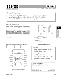 RF2424PCBA datasheet: UHF quadrature modulator RF2424PCBA