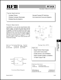 RF2436PCBA datasheet: Transmit/receive switch RF2436PCBA