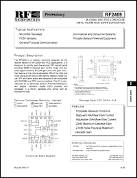 RF2469PCBA datasheet:  W-CDMA and PCS low noise amplifier/mixer  downconverter RF2469PCBA
