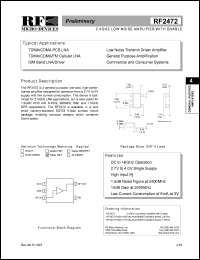 RF2472PCBA-410 datasheet: 2.4GHz low noise amplifier with enable RF2472PCBA-410