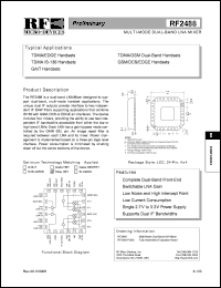 RF2488PCBA datasheet:  Multi-mode dual-band LNA mixer RF2488PCBA