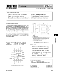 RF2494PCBA-H datasheet: High frequency LNA/ mixer RF2494PCBA-H