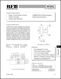 RF2512PCBA-H datasheet: UHF transmitter RF2512PCBA-H