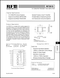 RF2619 datasheet: 3V CDMA/FM transmit AGC amplifier RF2619