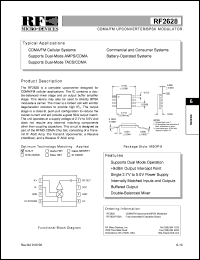 RF2628 datasheet: CDMA/FM upconverter/BPSK modulator RF2628