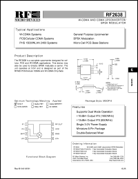 RF2638PCBA-DO datasheet: W-CDMA and CDMA upconverter/BPSK modulator RF2638PCBA-DO