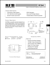 RF2641 datasheet: CDMA upconverter/BPSK modulator RF2641