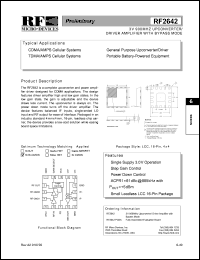 RF2642 datasheet: 3V 900MHz upconverter/driver amplifier with bypass mode RF2642