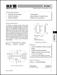 RF2667 datasheet: Receive AGC and demodulator RF2667