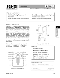 RF2713 datasheet: Quadrature modulator/demodulator RF2713