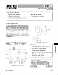 RF2919PCBA-L datasheet: 433MHz ASK/OOK receiver RF2919PCBA-L