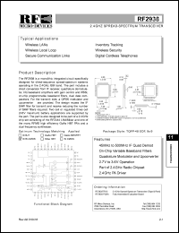 RF2938PCBA datasheet: 2.4GHz spread-spectrum transceiver RF2938PCBA