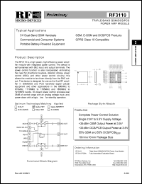 RF3110PCBA datasheet: Triple-band GSM/DCS/PCS power AMP module RF3110PCBA