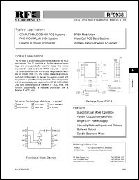 RF9938PCBA datasheet: PCS upconverter/BPSK modulator RF9938PCBA