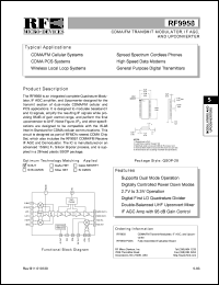 RF9958PCBA datasheet: CDMA/FM transmit modulator, if AGC and upconverter RF9958PCBA