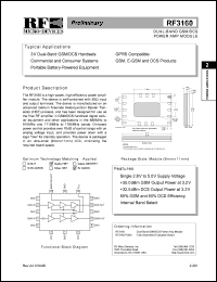 RF3160PCBA datasheet: Dual-band GSM/DCS power AMP module RF3160PCBA