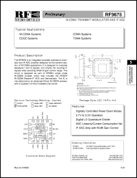 RF9678 datasheet: W-CDMA transmit modulator and if AGC RF9678