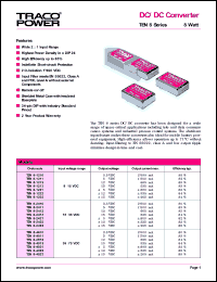 TEN8-2421 datasheet: 8 Watt, input voltage range:18-36V, output voltage +/-5V (+/-800mA) DC-DC converter TEN8-2421
