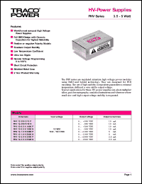 PHV12-2.0K2500P datasheet: 3.5-5 Watt, input voltage range:12V, output voltage 2000V (2.5mA) HV-power supplie PHV12-2.0K2500P