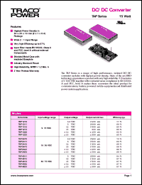 TAP4823 datasheet: 15 Watt,  input voltage range:36-75V, output voltage +/-15V (+/-500mA) DC/DC converter TAP4823