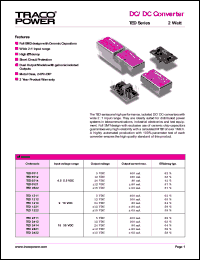 TED2422 datasheet: 2 Watt,  input voltage range:18-36V, output voltage +/-15V (+/-65mA) DC/DC converter TED2422