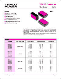 TEL3-2422 datasheet: 3 Watt,  input voltage range:18-36V, output voltage +/-12V (+/-125mA) DC/DC converter TEL3-2422