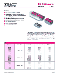 THI0511 datasheet: 2 Watt,input voltage range:5V output voltage 5V (400mA) DC/DC converter THI0511