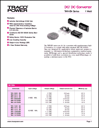 TMV0512EN datasheet: 1 Watt,input voltage range:5V output voltage 12V (80mA) DC/DC converter TMV0512EN
