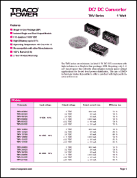 TMV2405S datasheet: 1 Watt,input voltage range:24V output voltage 5V (200mA) DC/DC converter TMV2405S