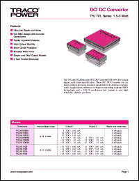 TYL05-12W08 datasheet: Input voltage range:4.75-6V, output voltage +/-5V (+/-80mA) DC/DC converter TYL05-12W08