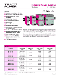 TSL120-148P datasheet: 120 Watt, input voltage range:93-132V/187-264V, 50/60Hz, output voltage 48V (2.5A)industrial power supplie TSL120-148P