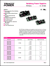 TOF10-05S datasheet: 10 Watt, input voltage range:85-264V, output voltage 5V (2A) switching power supplie TOF10-05S