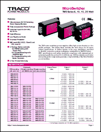 TMS06212 datasheet: 6 Watt, input voltage range:83-264V,output voltage +/-12V (+/-250mA) microswitcher TMS06212