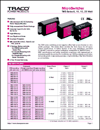 TMS10112F datasheet: 10 Watt, input voltage range:83-264V,output voltage 12V (900mA) microswitcher TMS10112F