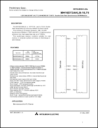 MH16D72AKLB-10 datasheet: 1207959552-bit (16777216-word by 72-bit) synchronous DRAM MH16D72AKLB-10