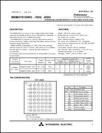 M5M5Y816WG-85HI datasheet: 8388608-bit (524288-word by 16-bit) CMOS static RAM M5M5Y816WG-85HI