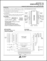 M5M5V4R04J-15 datasheet: 4194304-bit (4194304-word by 4-bit) CMOS static RAM M5M5V4R04J-15