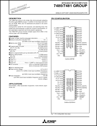 M37480M4T-XXXSP datasheet: RAM size: 256bytes, single-chip 8-bit CMOS microcomputer M37480M4T-XXXSP