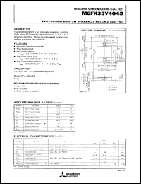 MGFK33V4045 datasheet: 14.0-14.5GHz band 2W internally matched GaAs fet MGFK33V4045