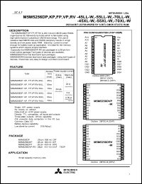 M5M5256DKP-70LL-W datasheet: 262144-bit (32768-word by 8-bit) CMOS static RAM M5M5256DKP-70LL-W