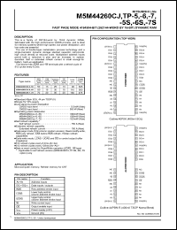 M5M44260CJ-5S datasheet: Fast page mode 4194304 (262144-word by 16-bit) dynamic RAM M5M44260CJ-5S