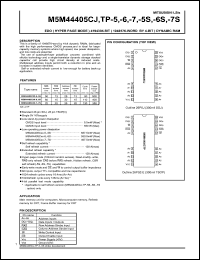 M5M44405CTP-6S datasheet: Fast page mode 4194304 (262144-word by 4-bit) dynamic RAM M5M44405CTP-6S