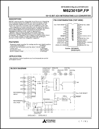 M62301SP datasheet: 10-12-bit 4ch integrating A-D converter M62301SP