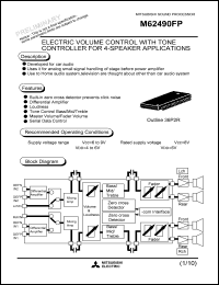 M62490FP datasheet: Electric volume control with tone controller for 4-speaker applications M62490FP