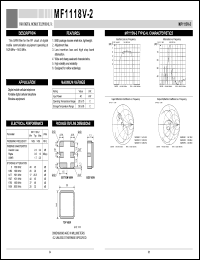 MF1118V-2 datasheet: Filter for the RF circuit mobile communications MF1118V-2