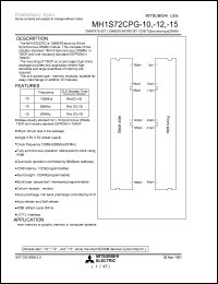 MH1S72CPG-12 datasheet: 75497472-bit (1048576-word by 72-bit) synchronous DRAM MH1S72CPG-12