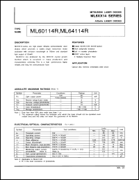ML60114R datasheet: High power AlGaAs semiconductor laser diode ML60114R