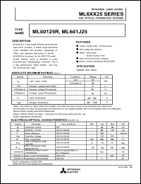 ML601J25 datasheet: High power AlGaAs semiconductor laser diode for optical information systems ML601J25