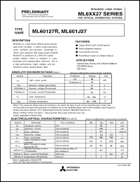 ML60127R datasheet: High power AlGaAs semiconductor laser diode for optical information systems ML60127R